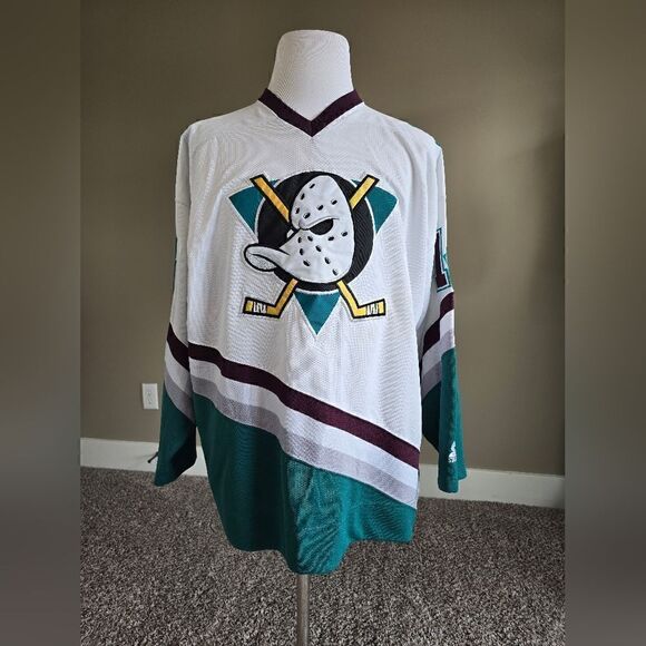 Anaheim Mighty Ducks Hockey Jersey Signed Sz XL - Picture 1 of 13